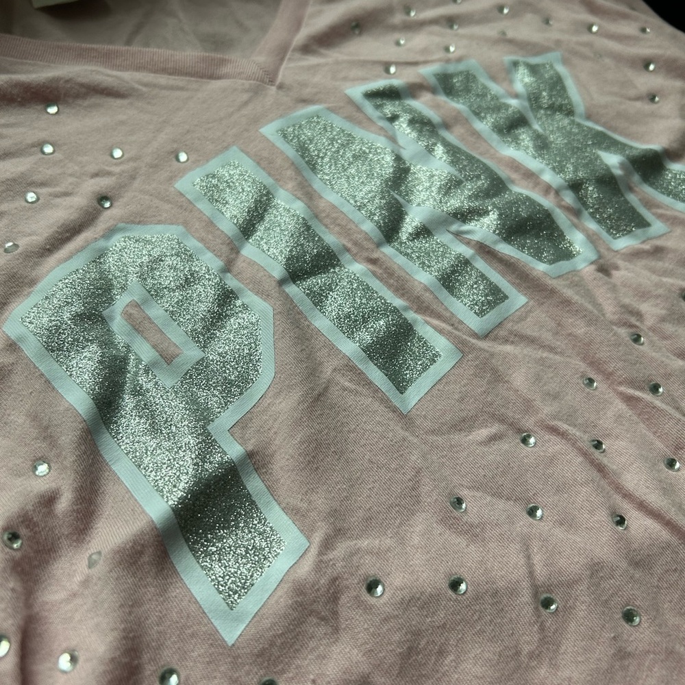 PINK Victoria's Secret Pink Silver Short Sleeve Tee